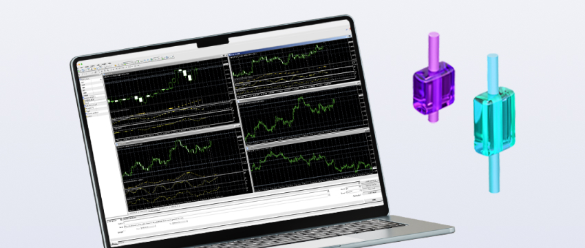 Un ordinateur portable affichant un graphique de trading, illustrant les tendances du marché et l’analyse avec le logiciel MetaTrader 4.
