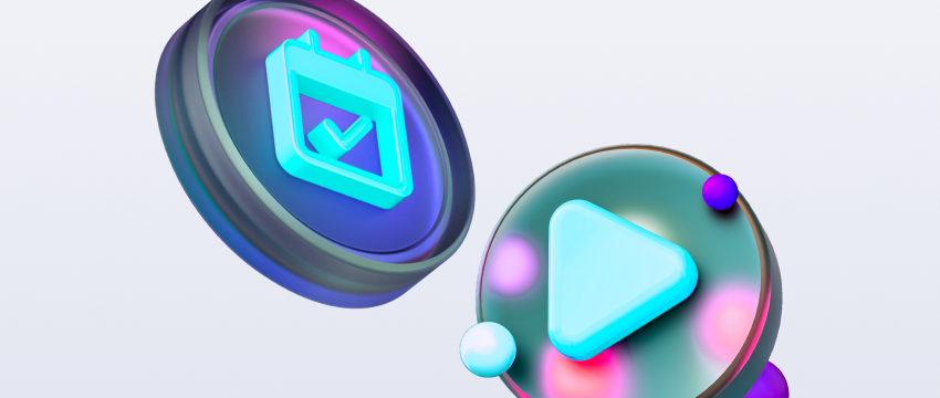 <p>Bouton vibrant avec un symbole de lecture et un calendrier, indiquant les prochains événements de trading et publications économiques.</p>