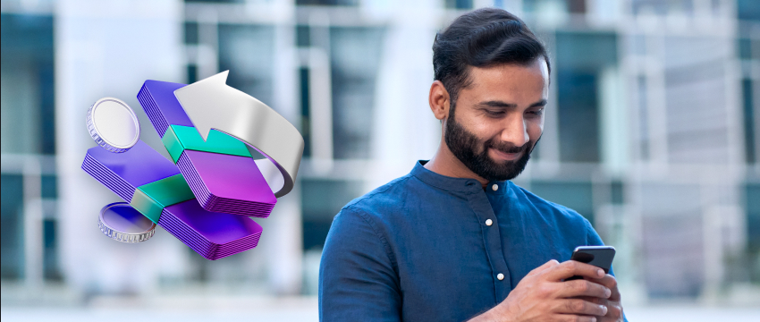 A man holding a cell phone, intently analyzing data on a MT4 trading platform.